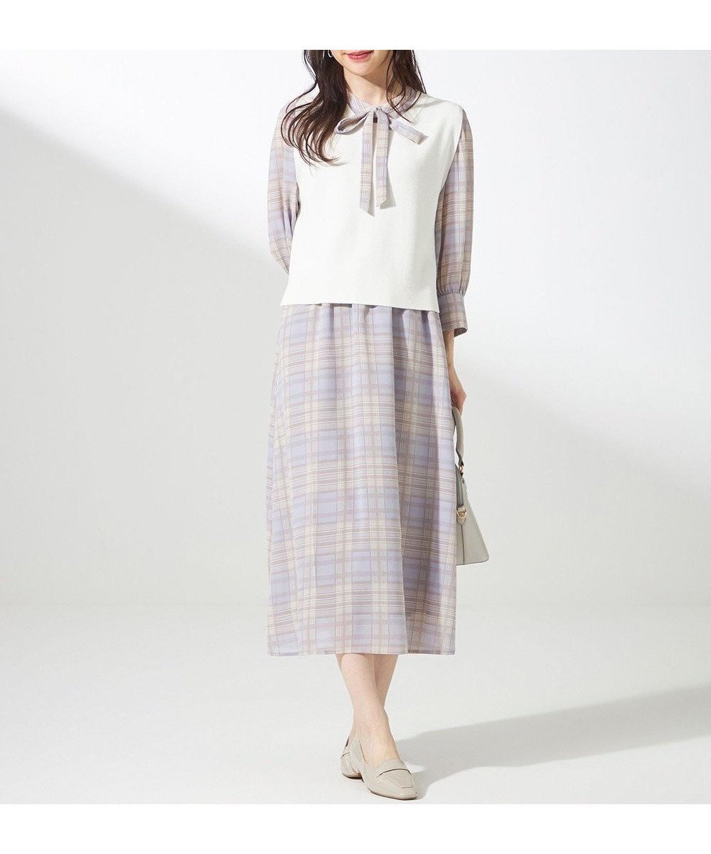 【エニィ スィス/any SiS】の【2SET】ニットジレワンピース セット 人気、トレンドファッション・服の通販 founy(ファニー) 　ファッション　Fashion　レディースファッション　WOMEN　アウター　Coat Outerwear　春　Spring　シアー　Sheer　スリーブ　Sleeve　セットアップ　Set Up　チェック　Check　フィット　Fit　フレア　Flare　プリント　Print　リボン　Ribbon　ループ　Loop　S/S・春夏　Ss・Spring/Summer　夏　Summer　エレガント 上品　Elegant　 other-1|ID: prp329100004398602 ipo3291000000031966355
