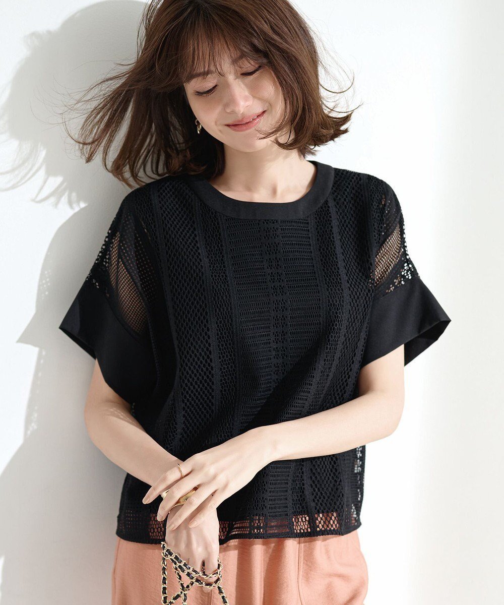 【自由区/JIYU-KU】の【洗える】レースエッジ Tシャツ タンクトップセット トップス インテリア・キッズ・メンズ・レディースファッション・服の通販 founy(ファニー) 　ファッション　Fashion　レディースファッション　Fashion for Women　トップス・カットソー　Cut & Sew Tops　シャツ・ブラウス・オフィスカジュアル　Elegant Blouses & Button-Ups　ロングTシャツ・Tシャツ　Longline T-Shirts & Tees　カットソー・ベーシックTシャツ　Cut-and-Sewn Tops / Stretch Tees & Basics　おすすめ　Recommended / Our Picks　インナー　Innerwear　カットソー　Cut and Sewn Top　クロップド　Cropped, Short Length　シルケット　Silket, Silky Cotton　タンク　Tank Top, Sleeveless Top　デニム　Denim, Jeans Material　バランス　Balance, Style Balance　ミックス　Mix, Mixed Style　レース　Lace, Lace Fabric　エレガント 上品　Elegant　夏　Summer　春　Spring　S/S・春夏　SS, Spring/Summer, Warm Season　洗える　Machine Washable　[新色]ブラック|ID: prp329100004398872 ipo3291000000034411007