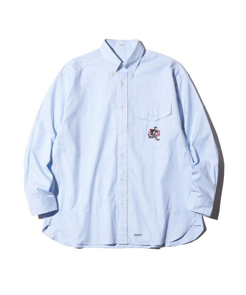 【ジェイ プレス/J.PRESS / MEN】の【AaronChang】【UNISEX】バギーフィット オックスフォードシャツ/B.D インテリア・キッズ・メンズ・レディースファッション・服の通販 founy(ファニー) 　ファッション　Fashion　レディースファッション　WOMEN　トップス・カットソー　Tops/Tshirt　シャツ/ブラウス　Shirts/Blouses　アイビー　Ivy　イラスト　Illustration　コラボ　Collaboration　コレクション　Collection　雑誌　Magazine　定番　Standard　パッチ　Patch　フラップ　Flap　プリント　Print　ポケット　Pocket　羽織　Haori　ユニセックス　Unisex　ルーズ　Loose　A/W・秋冬　Aw・Autumn/Winter・Fw・Fall-Winter　S/S・春夏　Ss・Spring/Summer　夏　Summer　エレガント 上品　Elegant　サックスブルー系|ID: prp329100004398961 ipo3291000000031885844
