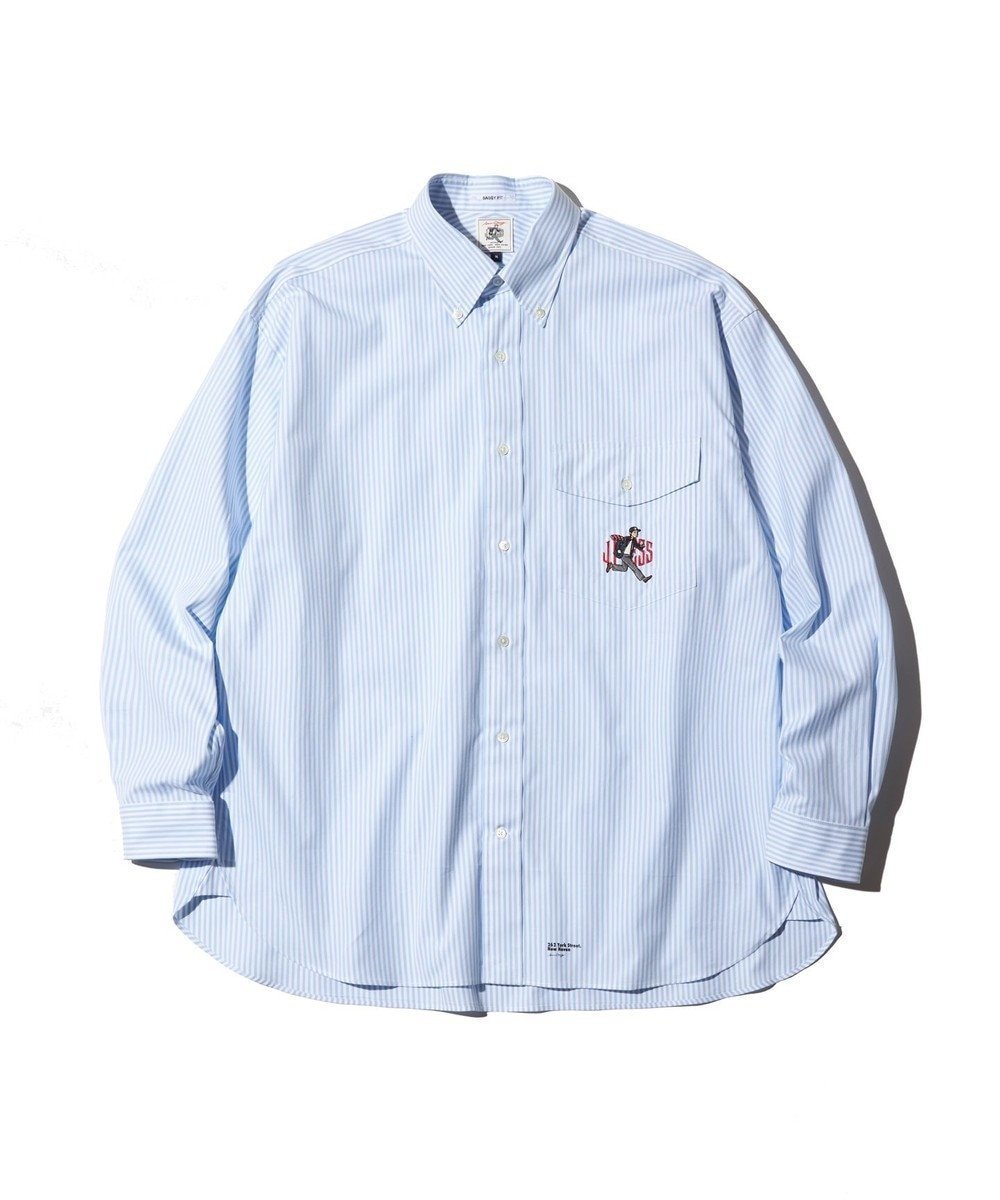 【ジェイ プレス/J.PRESS / MEN】の【AaronChang】【UNISEX】バギーフィット オックスフォードシャツ/B.D インテリア・キッズ・メンズ・レディースファッション・服の通販 founy(ファニー) 　ファッション　Fashion　レディースファッション　WOMEN　トップス・カットソー　Tops/Tshirt　シャツ/ブラウス　Shirts/Blouses　アイビー　Ivy　イラスト　Illustration　コラボ　Collaboration　コレクション　Collection　雑誌　Magazine　定番　Standard　パッチ　Patch　フラップ　Flap　プリント　Print　ポケット　Pocket　羽織　Haori　ユニセックス　Unisex　ルーズ　Loose　A/W・秋冬　Aw・Autumn/Winter・Fw・Fall-Winter　S/S・春夏　Ss・Spring/Summer　夏　Summer　エレガント 上品　Elegant　サックスブルー系1|ID: prp329100004398961 ipo3291000000031885846
