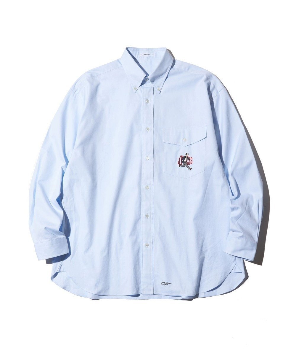 【ジェイ プレス/J.PRESS / MEN】の【AaronChang】【UNISEX】バギーフィット オックスフォードシャツ/B.D インテリア・キッズ・メンズ・レディースファッション・服の通販 founy(ファニー) 　ファッション　Fashion　レディースファッション　Fashion for Women　トップス・カットソー　Cut & Sew Tops　シャツ・ブラウス・オフィスカジュアル　Elegant Blouses & Button-Ups　アイビー　Ivy Pattern　イラスト　Illustration　コラボ　Collaboration, Collab　コレクション　Collection, Seasonal Line　雑誌　Magazine, Fashion Magazine　定番　Standard, Basic Item　パッチ　Patch, Appliqué　フラップ　Flap, Flap Pocket　プリント　Print, Printed Pattern　ポケット　Pocket, Pocket Detail　羽織　Haori, Light Jacket　ユニセックス　Unisex, Genderless　ルーズ　Loose, Oversized　A/W・秋冬　Autumn/Winter　S/S・春夏　SS, Spring/Summer, Warm Season　夏　Summer　エレガント 上品　Elegant　サックスブルー系|ID: prp329100004398961 ipo3291000000033395574