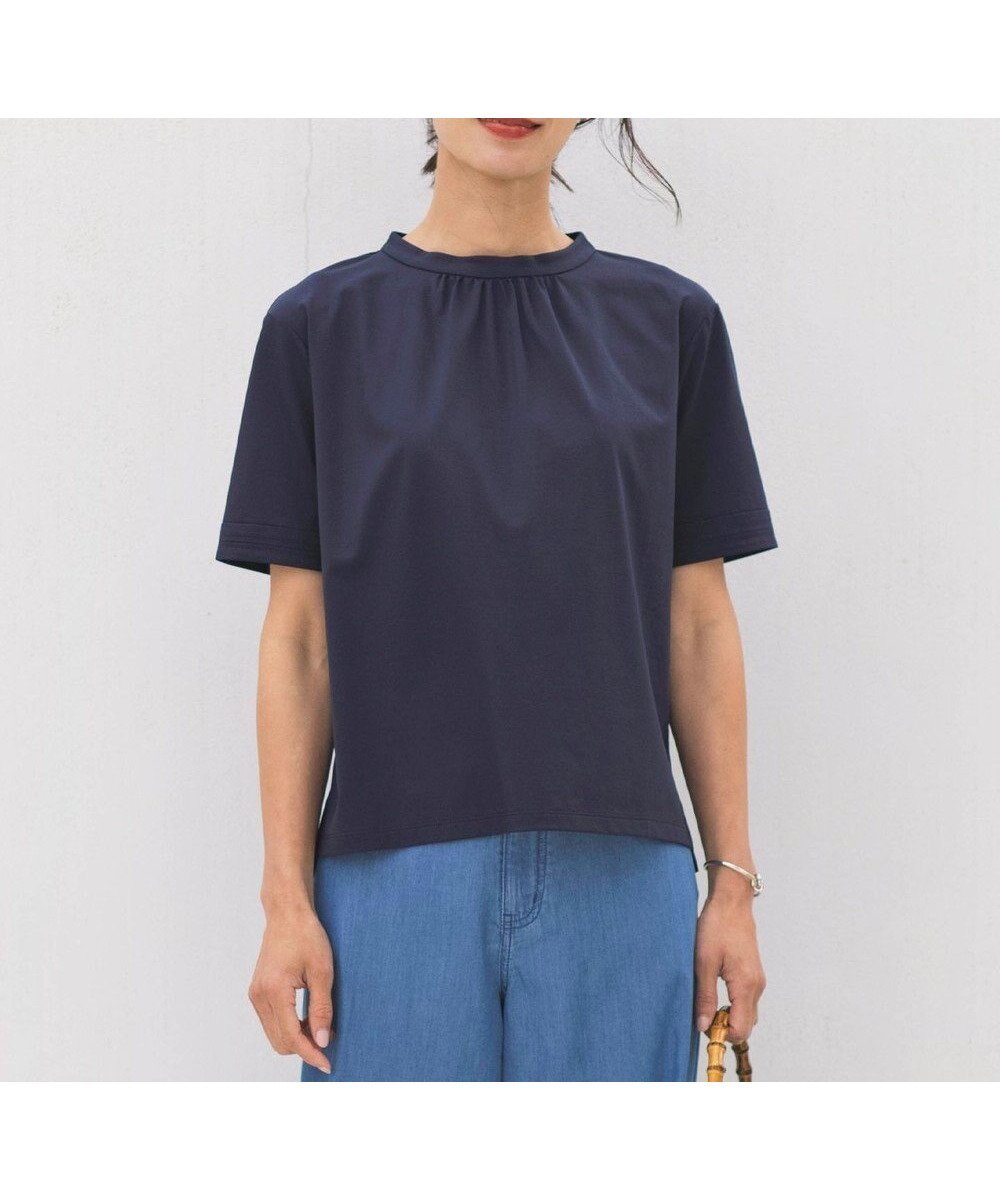 【ジェイ プレス/J.PRESS】の【接触冷感】プレーティングジャージー モックネック カットソー インテリア・キッズ・メンズ・レディースファッション・服の通販 founy(ファニー) 　ファッション　Fashion　レディースファッション　WOMEN　トップス・カットソー　Tops/Tshirt　シャツ/ブラウス　Shirts/Blouses　ロング / Tシャツ　T-Shirts　カットソー　Cut and Sewn　エレガント 上品　Elegant　春　Spring　秋　Autumn/Fall　カットソー　Cut And Sew　カフス　Cuffs　ギャザー　Gather　シルケット　Mercerization　シンプル　Simple　スリット　Slit　モックネック　Mock Neck　ロング　Long　S/S・春夏　Ss・Spring/Summer　夏　Summer　ネイビー系|ID: prp329100004399585 ipo3291000000031976673