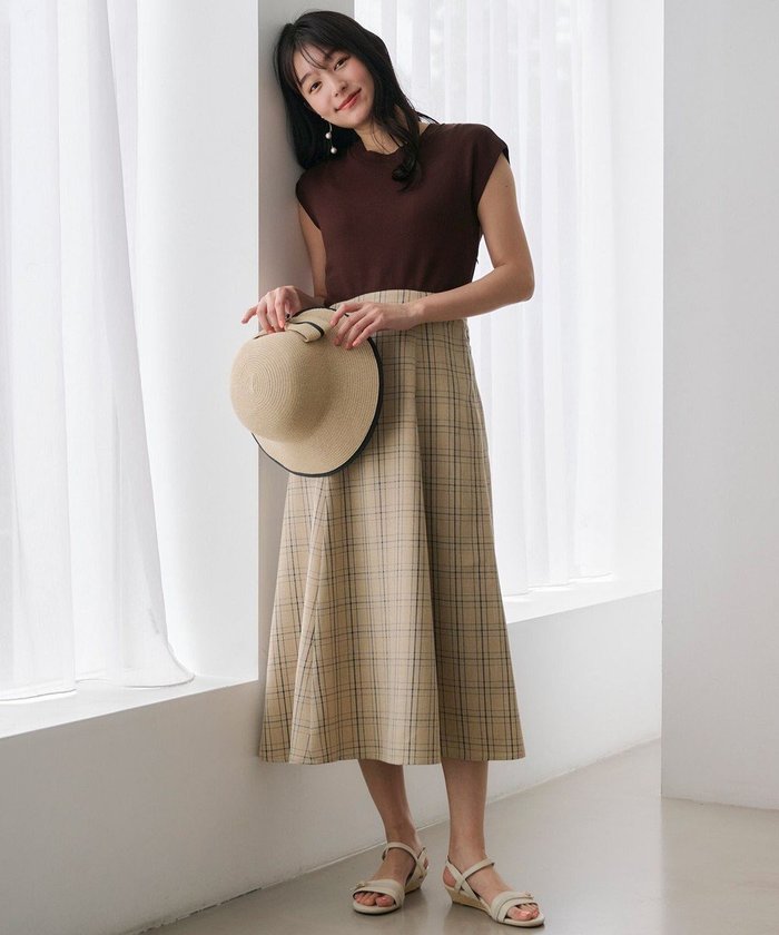 【エニィ スィス/any SiS】の【洗える】ニットコンビ ワンピース インテリア・キッズ・メンズ・レディースファッション・服の通販 founy(ファニー) https://founy.com/ ファッション Fashion レディースファッション Fashion for Women ワンピース Dresses コンビ Combo, Combination Style ストレッチ Stretch, Stretchy Fabric チェック Check, Plaid, Tartan フレア Flare, Flared エレガント 上品 Elegant 再入荷 Restock / Back in Stock 夏 Summer 春 Spring S/S・春夏 SS, Spring/Summer, Warm Season 洗える Machine Washable |ID: prp329100004399593 ipo3291000000032659782