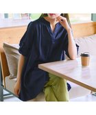 【ティアクラッセ/Tiaclasse】の【洗える】ヴィンテージサテンチュニックブラウス ネイビー|ID: prp329100004399815 ipo3291000000031185116