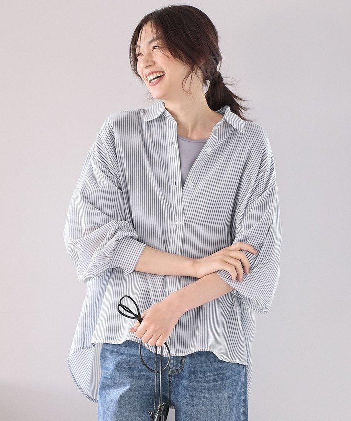 【エニー/ANY】の【洗濯機可】シアーシャツ インテリア・キッズ・メンズ・レディースファッション・服の通販 founy(ファニー) https://founy.com/ ファッション Fashion レディースファッション Fashion for Women トップス・カットソー Cut & Sew Tops シャツ・ブラウス・オフィスカジュアル Elegant Blouses & Button-Ups おすすめ Recommended / Our Picks シアー Sheer, See-Through ストライプ Stripe, Striped Pattern A/W・秋冬 Autumn/Winter 羽織 Haori, Light Jacket |ID: prp329100004399997 ipo3291000000033350864