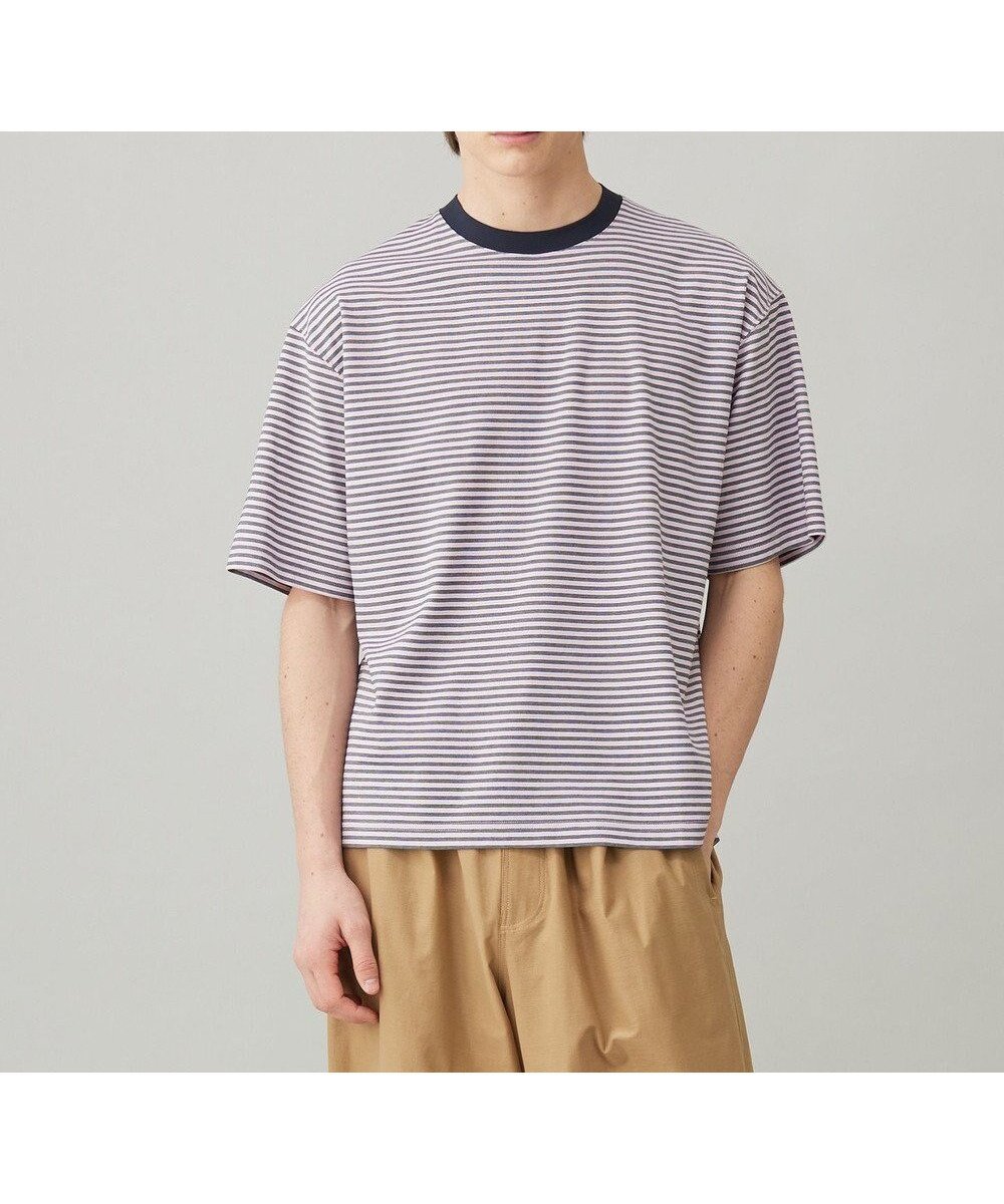 【アンフィーロ/UNFILO / MEN】の【ストレッチ/接触冷感/UVケア】スマート ストレッチ ワイドTEE インテリア・キッズ・メンズ・レディースファッション・服の通販 founy(ファニー) 　ファッション　Fashion　メンズファッション　MEN　トップス・カットソー　Tops/Tshirt/Men　シャツ　Shirts　春　Spring　カットソー　Cut And Sew　シルケット　Mercerization　ストレッチ　Stretch　スマート　Smart　スリーブ　Sleeve　定番　Standard　ベーシック　Basic　ボーダー　Border　半袖　Short Sleeve　ロング　Long　ワイド　Wide　S/S・春夏　Ss・Spring/Summer　夏　Summer　エレガント 上品　Elegant　ビジネス 仕事 通勤　Business　ピンクボーダー|ID: prp329100004401035 ipo3291000000031143023
