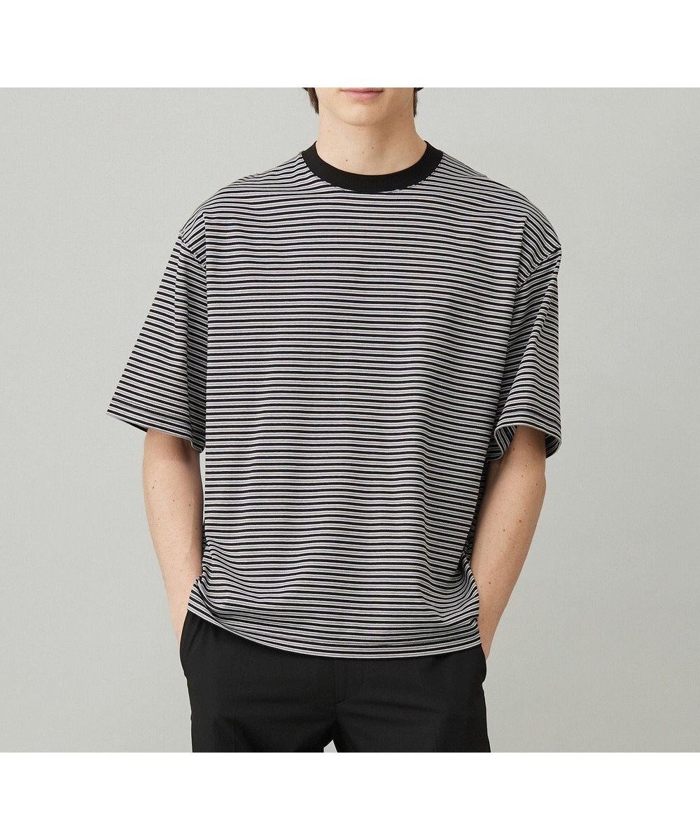【アンフィーロ/UNFILO / MEN】の【ストレッチ/接触冷感/UVケア】スマート ストレッチ ワイドTEE インテリア・キッズ・メンズ・レディースファッション・服の通販 founy(ファニー) 　ファッション　Fashion　メンズファッション　MEN　トップス・カットソー　Tops/Tshirt/Men　シャツ　Shirts　春　Spring　カットソー　Cut And Sew　シルケット　Mercerization　ストレッチ　Stretch　スマート　Smart　スリーブ　Sleeve　定番　Standard　ベーシック　Basic　ボーダー　Border　半袖　Short Sleeve　ロング　Long　ワイド　Wide　S/S・春夏　Ss・Spring/Summer　夏　Summer　エレガント 上品　Elegant　ビジネス 仕事 通勤　Business　ブラックボーダー|ID: prp329100004401035 ipo3291000000031143024
