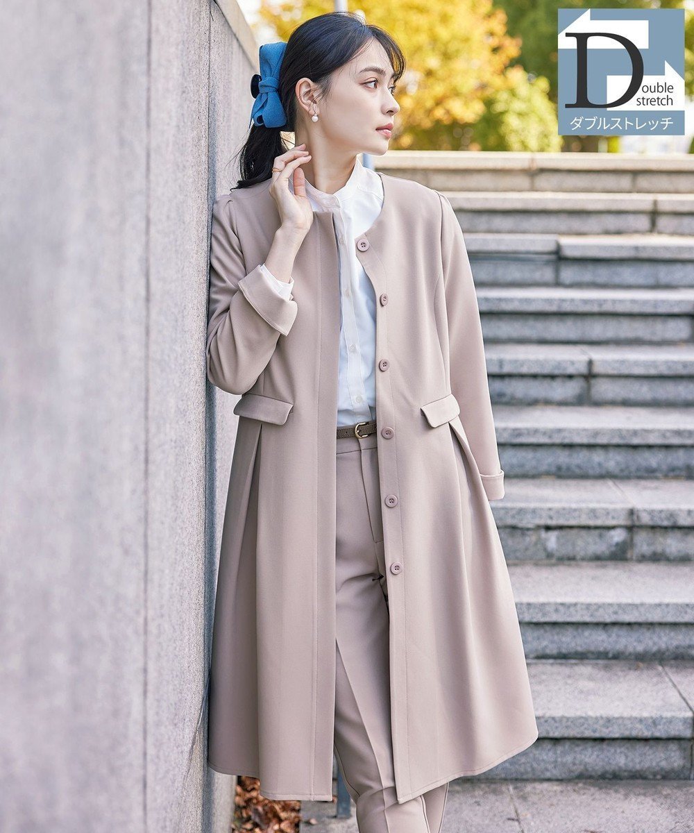 【ティアクラッセ/Tiaclasse】の【ダブルストレッチ・洗える】ノーカラーAラインコート 人気、トレンドファッション・服の通販 founy(ファニー) 　ファッション　Fashion　レディースファッション　WOMEN　アウター　Coat Outerwear　コート　Coats　ジャケット　Jackets　Aラインコート　A-Line Coats　春　Spring　洗える　Washable　秋　Autumn/Fall　シンプル　Simple　ジャケット　Jacket　ストレッチ　Stretch　ダブル　Double　フェミニン　Feminine　フォーマル　Formal　フレア　Flare　ポケット　Pocket　冬　Winter　S/S・春夏　Ss・Spring/Summer　おすすめ　Recommend　夏　Summer　エレガント 上品　Elegant　入学式　Entrance Ceremony　卒業式　Graduation Ceremony　ビジネス 仕事 通勤　Business　 other-1|ID: prp329100004401104 ipo3291000000030754656