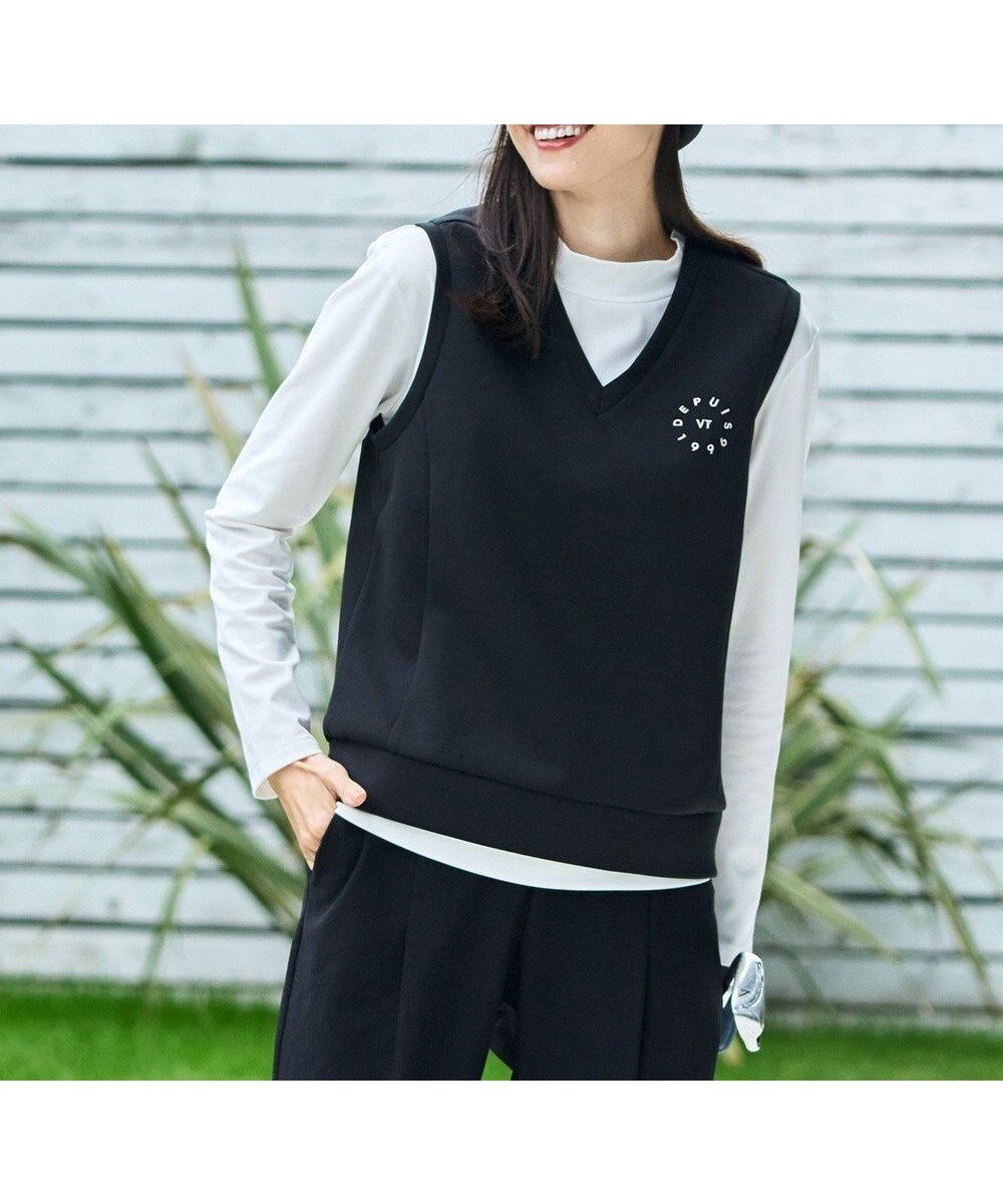【23区 ゴルフ/NIJYUSANKU GOLF】の【WOMEN/EC限定】ワンポイント ジャージー ベスト ロングシーズン使える 温度調節に最適 インテリア・キッズ・メンズ・レディースファッション・服の通販 founy(ファニー) 　ファッション　Fashion　レディースファッション　WOMEN　アウター　Coat Outerwear　トップス・カットソー　Tops/Tshirt　ベスト/ジレ　Gilets/Vests　シンプル　Simple　ジャージ　Jersey　ジャージー　Jersey　セットアップ　Set Up　ベスト　Vest　ロング　Long　ワンポイント　One Point　A/W・秋冬　Aw・Autumn/Winter・Fw・Fall-Winter　おすすめ　Recommend　ゴルフ　Golf　ブラック系|ID: prp329100004401472 ipo3291000000031941885