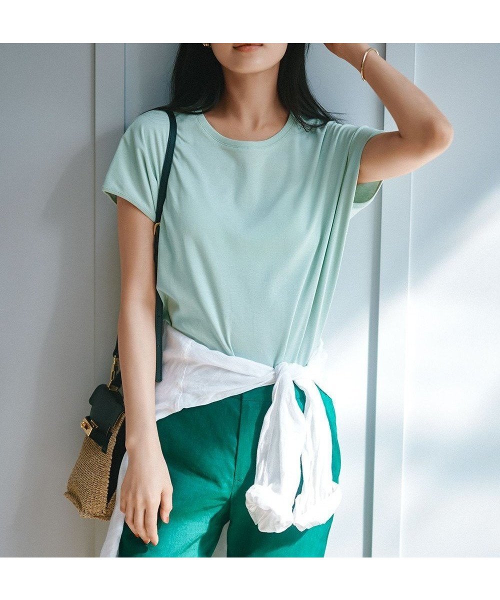 【23区/NIJYUSANKU】の【接触冷感/洗える】フレンチスリーブ IT TEE インテリア・キッズ・メンズ・レディースファッション・服の通販 founy(ファニー) 　ファッション　Fashion　レディースファッション　WOMEN　トップス・カットソー　Tops/Tshirt　シャツ/ブラウス　Shirts/Blouses　ロング / Tシャツ　T-Shirts　カットソー　Cut and Sewn　春　Spring　洗える　Washable　カットソー　Cut And Sew　クロップド　Cropped　コンパクト　Compact　吸水　Water Absorption　スリーブ　Sleeve　定番　Standard　ビスチェ　Bustier　フレンチ　French　ブラウジング　Browsing　ベーシック　Basic　ボトム　Bottom　半袖　Short Sleeve　リネン　Linen　S/S・春夏　Ss・Spring/Summer　夏　Summer　2024年　2024　2024春夏・S/S　Ss,Spring/Summer,2024　エレガント 上品　Elegant　ミント系|ID: prp329100004402023 ipo3291000000031962393