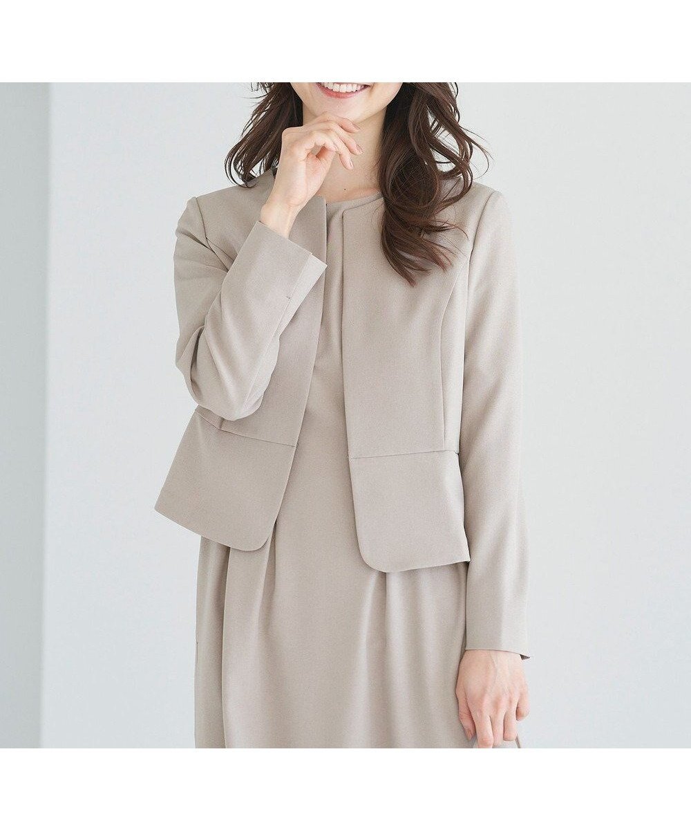 【エニィ スィス/any SiS】の【UVカット / 接触冷感 / 吸水速乾】スマートビューティストレッチ ショートノーカラージャケット インテリア・キッズ・メンズ・レディースファッション・服の通販 founy(ファニー) 　ファッション　Fashion　レディースファッション　Fashion for Women　アウター　Coat / Outerwear Collection　レディースジャケット・軽アウター　Jackets　ノーカラージャケット / シンプル上品コーデ　Collarless Jackets　春　Spring　吸水　Absorbent, Quick-Dry　ショート　Short, Short Length　ジャケット　Jacket, Outerwear　ストレッチ　Stretch, Stretchy Fabric　スマート　Smart, Elegant　タイトスカート　Pencil Skirt, Tight Skirt　バランス　Balance, Style Balance　フレア　Flare, Flared　ペプラム　Peplum, Flared Hem　S/S・春夏　SS, Spring/Summer, Warm Season　おすすめ　Recommended / Our Picks　夏　Summer　【WEB・一部店舗限定】グレージュ|ID: prp329100004402161 ipo3291000000036280051