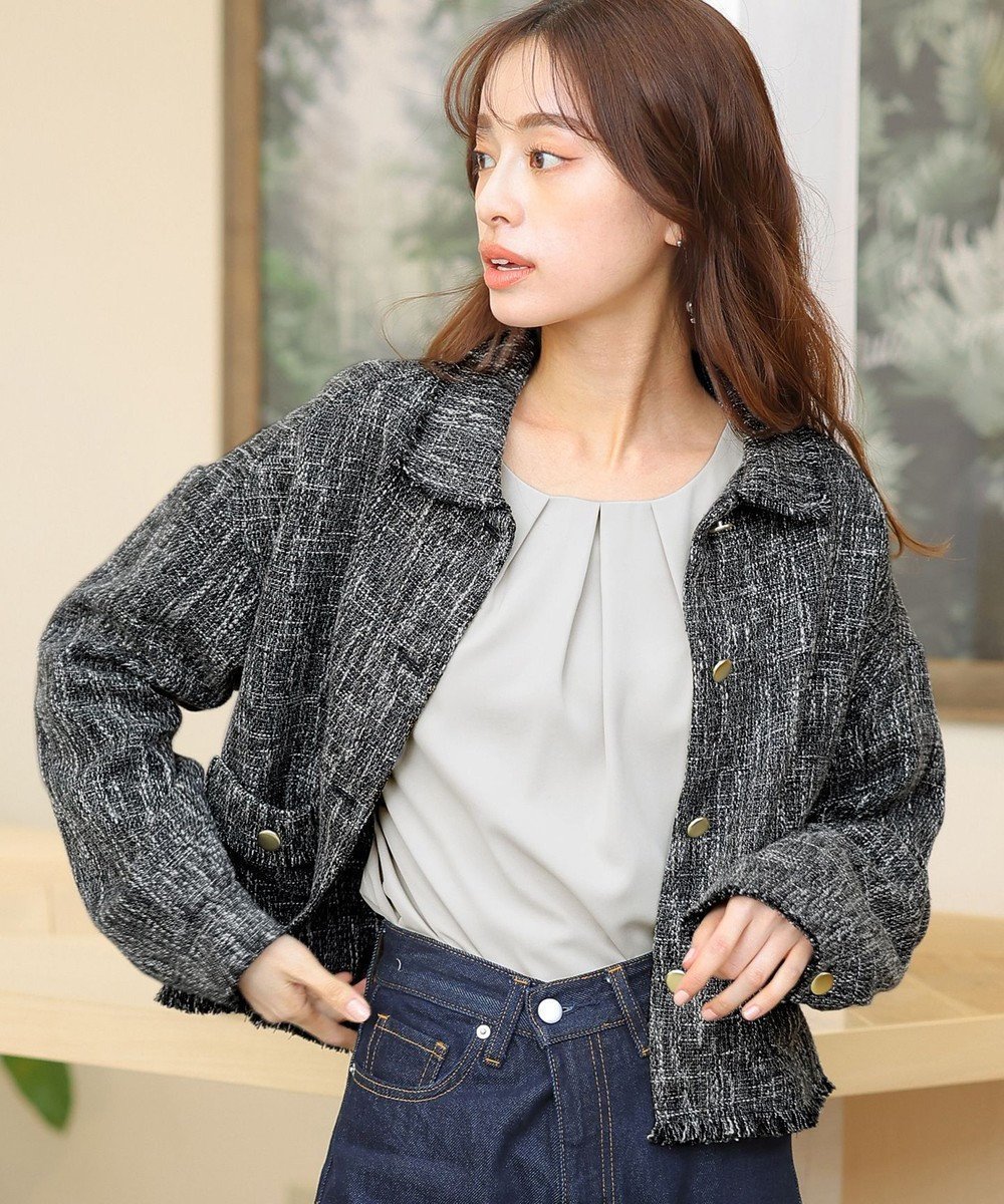 【ティアクラッセ/Tiaclasse】の【洗える】ツイードジャケット インテリア・キッズ・メンズ・レディースファッション・服の通販 founy(ファニー) 　ファッション　Fashion　レディースファッション　WOMEN　アウター　Coat Outerwear　ジャケット　Jackets　アクセサリー　Accessories　カーディガン　Cardigan　シンプル　Simple　ジャケット　Jacket　チュニック　Tunic　ツイード　Tweed　トレンド　Trend　フリンジ　Fringe　ポケット　Pocket　ワイド　Wide　再入荷　Restock/Back In Stock/Re Arrival　夏　Summer　NEW・新作・新着・新入荷　New Arrivals　春　Spring　S/S・春夏　Ss・Spring/Summer　洗える　Washable　ミックスブラック|ID: prp329100004402275 ipo3291000000031951404