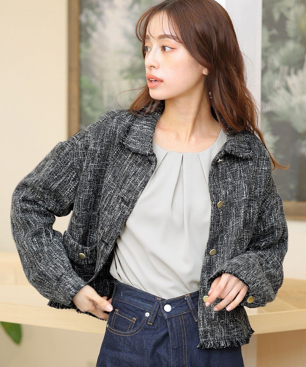 【ティアクラッセ/Tiaclasse】の【洗える】ツイードジャケット インテリア・キッズ・メンズ・レディースファッション・服の通販 founy(ファニー) 　ファッション　Fashion　レディースファッション　Ladies' Fashion Online　アウター　Coat Outerwear　ジャケット　Jackets　アクセサリー　Accessories　カーディガン　Cardigan　シンプル　Simple　ジャケット　Jacket　チュニック　Tunic　ツイード　Tweed　トレンド　Trend　フリンジ　Fringe　ポケット　Pocket　ワイド　Wide　再入荷　Restock/Back In Stock/Re Arrival　夏　Summer　NEW・新作・新着・新入荷　New Arrivals　春　Spring　S/S・春夏　Ss・Spring/Summer　洗える　Washable　ミックスブラック|ID: prp329100004402275 ipo3291000000032660656
