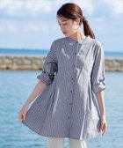【ティアクラッセ/Tiaclasse】の【新色追加・洗える】バンドカラーシャツチュニックブラウス ネイビーストライプ|ID: prp329100004402340 ipo3291000000030898528