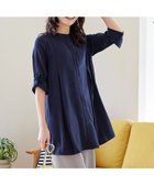 【ティアクラッセ/Tiaclasse】のバンドカラーシャツチュニックブラウス ネイビー|ID: prp329100004402340 ipo3291000000035600933