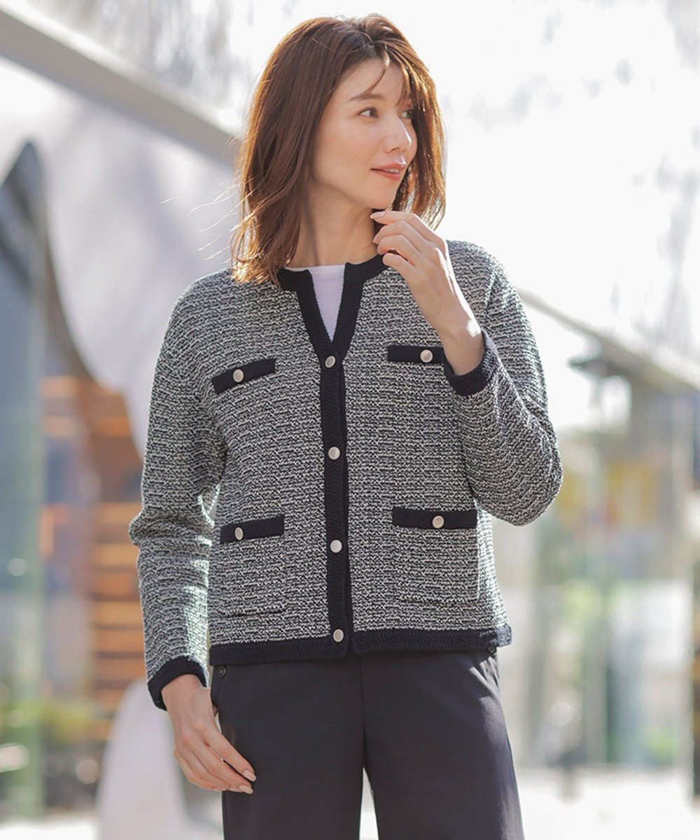 【ジェイ プレス/J.PRESS】の【洗える】DAILY TWEED ニット アウター 人気、トレンドファッション・服の通販 founy(ファニー) 　ファッション　Fashion　レディースファッション　WOMEN　アウター　Coat Outerwear　ジャケット　Jackets　クラシカル　Classical　コーディガン　Cordigan　シンプル　Simple　ジャケット　Jacket　フランス　France　メタル　Metal　リネン　Linen　エレガント 上品　Elegant　夏　Summer　春　Spring　S/S・春夏　Ss・Spring/Summer　洗える　Washable　 other-1|ID: prp329100004403793 ipo3291000000031966597