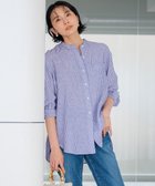 【23区/NIJYUSANKU】の【洗える】LIBECO バンドカラー シャツ ブルーストライプ|ID: prp329100004403959 ipo3291000000031966948