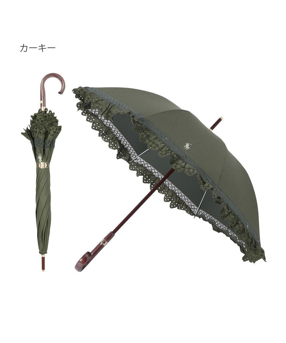 【ムーンバット/MOONBAT】の【WEB版MORE掲載】POLO RALPH LAUREN 晴雨兼用日傘 長傘 エンブフリル/遮光 遮熱 UV インテリア・キッズ・メンズ・レディースファッション・服の通販 founy(ファニー) 　雑誌掲載アイテム　Magazine Items　ファッション雑誌　Fashion Magazines　モア　MORE　ファッション　Fashion　レディースファッション　WOMEN　傘 / レイングッズ　Umbrellas/Rainwear　アイビー　Ivy　ウッド　Wood　傘　Umbrella　スカラップ　Scalloped　雑誌　Magazine　ニューヨーク　New York　フリル　Frills　日傘　Parasol　レース　Race　ワンポイント　One Point　エレガント 上品　Elegant　カーキー|ID: prp329100004404049 ipo3291000000032318679