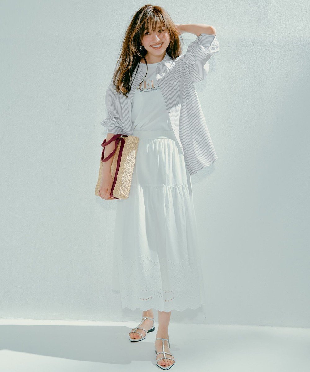 【エニィ スィス/any SiS】の【洗える】スカラヘムティアード スカート 人気、トレンドファッション・服の通販 founy(ファニー) 　ファッション　Fashion　レディースファッション　Fashion for Women　スカート　Skirts　ティアードスカート　Tiered Skirts　アイレット　Eyelet Lace　スカラップ　Scallop, Scalloped Edge　ストレッチ　Stretch, Stretchy Fabric　ティアード　Tiered, Tiered Style　バランス　Balance, Style Balance　パウダー　Powder, Soft Tone　夏　Summer　春　Spring　S/S・春夏　SS, Spring/Summer, Warm Season　洗える　Machine Washable　 other-1|ID: prp329100004404721 ipo3291000000032638907
