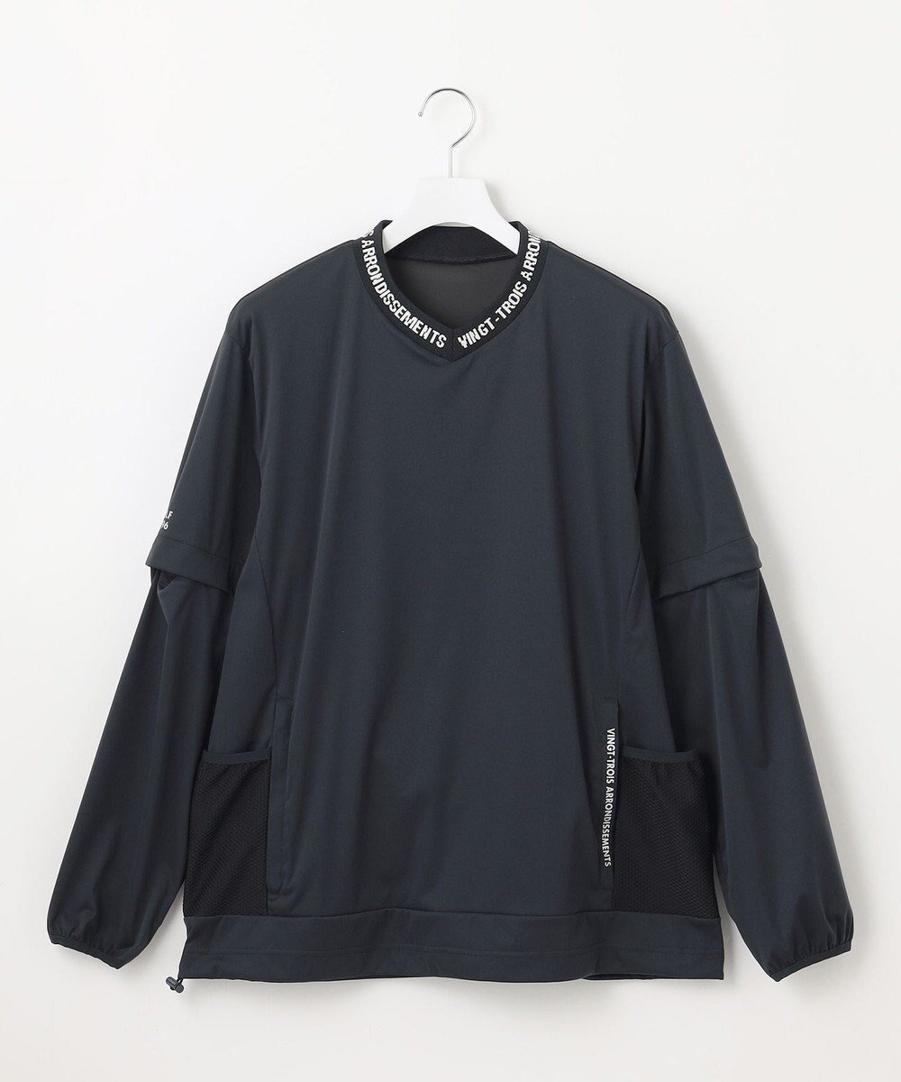 【23区 ゴルフ/23区GOLF / MEN】の【MEN】【撥水/防風/ストレッチ】シワになりにくい大きめポケット付きエアリージャージープルオーバー インテリア・キッズ・メンズ・レディースファッション・服の通販 founy(ファニー) 　ファッション　Fashion　メンズファッション　Fashion for Men　アウター　Men's Coats Outerwear　アクリル　Acrylic Material　春　Spring　コンパクト　Compact, Small Size　コーティング　Coating, Coated Finish　軽量　Lightweight, Ultra Light　ジャケット　Jacket, Outerwear　ストレッチ　Stretch, Stretchy Fabric　スリーブ　Sleeve, Long Sleeve / Short Sleeve　長袖　Long Sleeve, Full Sleeve　ファブリック　Fabric, Textile　ポケット　Pocket, Pocket Detail　半袖　Short Sleeve, Half Sleeve　S/S・春夏　SS, Spring/Summer, Warm Season　夏　Summer　ゴルフ　Golf　ネイビー系|ID: prp329100004406238 ipo3291000000032718335