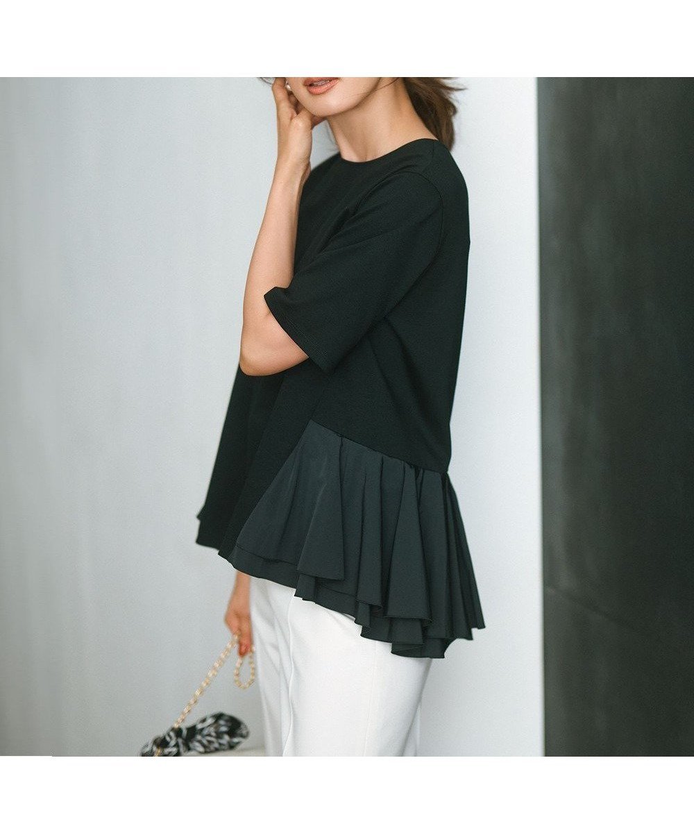 【23区/NIJYUSANKU】の【洗える】コットンポンチコンビジャージー ペプラム カットソー 人気、トレンドファッション・服の通販 founy(ファニー) 　ファッション　Fashion　レディースファッション　WOMEN　トップス・カットソー　Tops/Tshirt　シャツ/ブラウス　Shirts/Blouses　ロング / Tシャツ　T-Shirts　カットソー　Cut and Sewn　洗える　Washable　カットソー　Cut And Sew　コンパクト　Compact　コンビ　Combination　タフタ　Taffeta　ベーシック　Basic　ペプラム　Peplum　ボトム　Bottom　ランダム　Random　A/W・秋冬　Aw・Autumn/Winter・Fw・Fall-Winter　再入荷　Restock/Back In Stock/Re Arrival　2024年　2024　エレガント 上品　Elegant　2024-2025秋冬・A/W　Aw/Autumn/Winter/Fw/Fall/2024-2025　 other-1|ID: prp329100004406627 ipo3291000000031963199