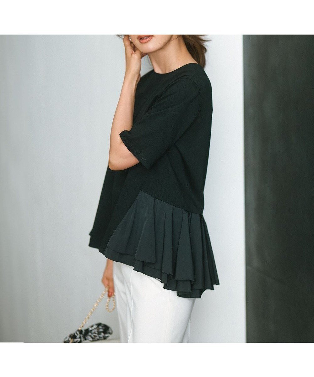 【23区/NIJYUSANKU】の【洗える】コットンポンチコンビジャージー ペプラム カットソー 人気、トレンドファッション・服の通販 founy(ファニー) 　ファッション　Fashion　レディースファッション　Fashion for Women　トップス・カットソー　Cut & Sew Tops　シャツ・ブラウス・オフィスカジュアル　Elegant Blouses & Button-Ups　ロングTシャツ・Tシャツ　Longline T-Shirts & Tees　カットソー・ベーシックTシャツ　Cut-and-Sewn Tops / Stretch Tees & Basics　洗える　Machine Washable　カットソー　Cut and Sewn Top　コンパクト　Compact, Small Size　コンビ　Combo, Combination Style　タフタ　Taffeta, Structured Fabric　ベーシック　Basic, Essential　ペプラム　Peplum, Flared Hem　ボトム　Bottoms, Lower Wear　ランダム　Random, Irregular　A/W・秋冬　Autumn/Winter　2024年　2024　エレガント 上品　Elegant　2024-2025秋冬・A/W　Autumn/Winter 2024–25 AW24–25　 other-1|ID: prp329100004406627 ipo3291000000033644117