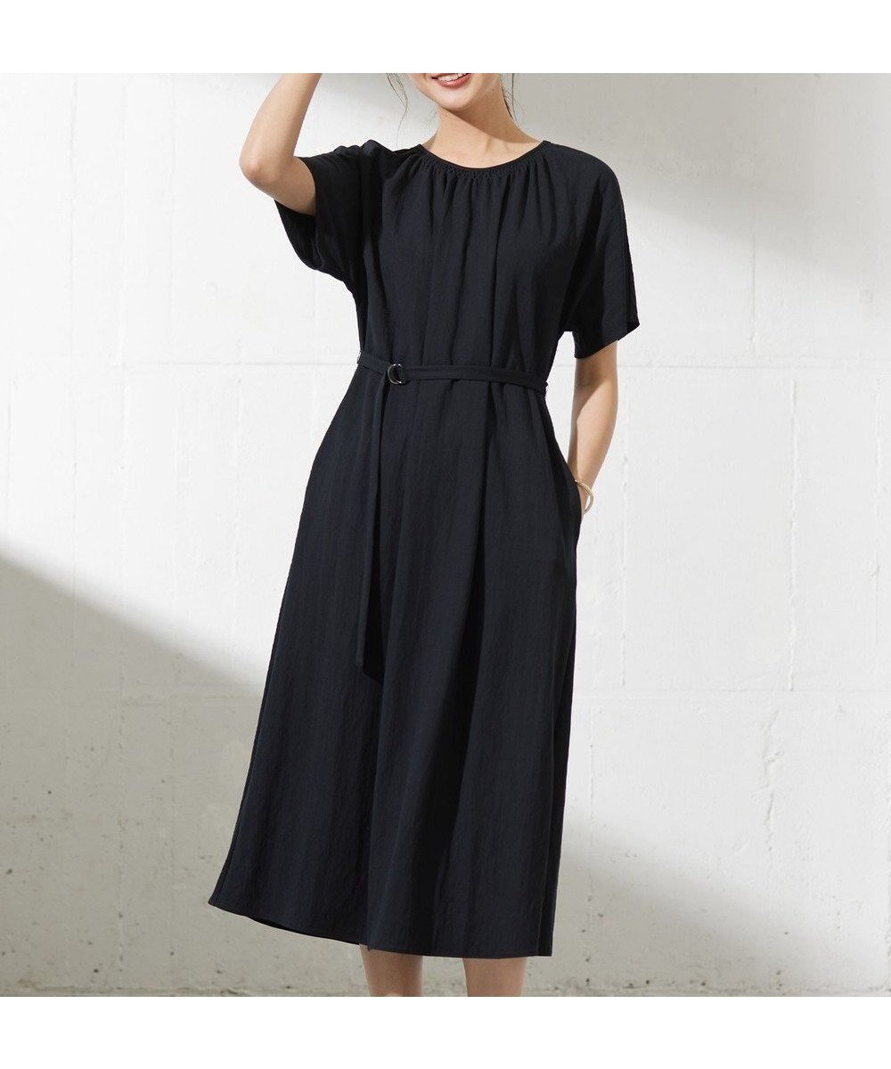 【ジェイ プレス/J.PRESS】の【WEB限定・洗える】ナチュラルスムース ワンピース インテリア・キッズ・メンズ・レディースファッション・服の通販 founy(ファニー) 　ファッション　Fashion　レディースファッション　Fashion for Women　ワンピース　Dresses　ヴィンテージ　Vintage Style　春　Spring　洗える　Machine Washable　ギャザー　Gathered, Ruffled　ストレッチ　Stretch, Stretchy Fabric　とろみ　Fluid, Flowy Fabric　ラウンド　Round, Round Neck　ループ　Loop, Loop Knit　S/S・春夏　SS, Spring/Summer, Warm Season　夏　Summer　ネイビー系|ID: prp329100004406817 ipo3291000000033687016