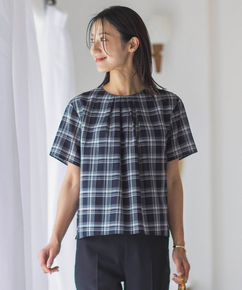 【ジェイ プレス/J.PRESS】のシアーストライプ チェック カットソー 人気、トレンドファッション・服の通販 founy(ファニー) 　ファッション　Fashion　レディースファッション　Fashion for Women　トップス・カットソー　Cut & Sew Tops　シャツ・ブラウス・オフィスカジュアル　Elegant Blouses & Button-Ups　ロングTシャツ・Tシャツ　Longline T-Shirts & Tees　カットソー・ベーシックTシャツ　Cut-and-Sewn Tops / Stretch Tees & Basics　インナー　Innerwear　春　Spring　カットソー　Cut and Sewn Top　ジャケット　Jacket, Outerwear　ストライプ　Stripe, Striped Pattern　チェック　Check, Plaid, Tartan　半袖　Short Sleeve, Half Sleeve　ラウンド　Round, Round Neck　S/S・春夏　SS, Spring/Summer, Warm Season　夏　Summer　エレガント 上品　Elegant　 other-1|ID: prp329100004406868 ipo3291000000032550639