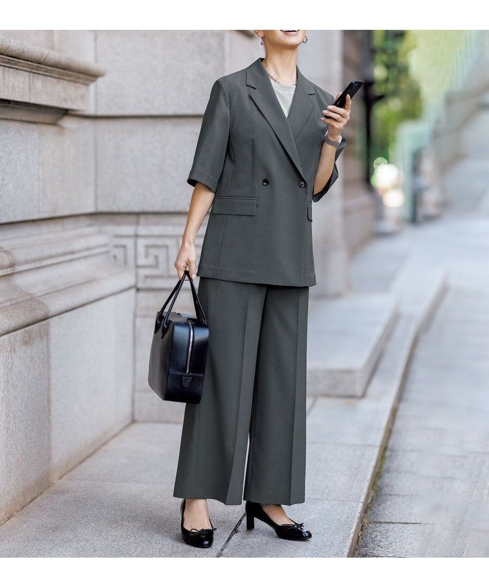 【アンフィーロ 自由区/UNFILO】の【軽量/洗える】TENNEN TOUCH ワイドストレートパンツ インテリア・キッズ・メンズ・レディースファッション・服の通販 founy(ファニー)  ファッション Fashion レディースファッション Fashion for Women パンツ Pants & Trousers エアリー Airy Texture 春 Spring 洗える Machine Washable 軽量 Lightweight, Ultra Light シンプル Simple, Minimal ジャケット Jacket, Outerwear ストレッチ Stretch, Stretchy Fabric ストレート Straight, Straight Cut センター Center, Center Line フロント Front, Front Design 半袖 Short Sleeve, Half Sleeve ラップ Wrap, Wrap Design ワイド Wide, Wide Fit S/S・春夏 SS, Spring/Summer, Warm Season おすすめ Recommended / Our Picks 夏 Summer グレー|ID: prp329100004407678 ipo3291000000034269667