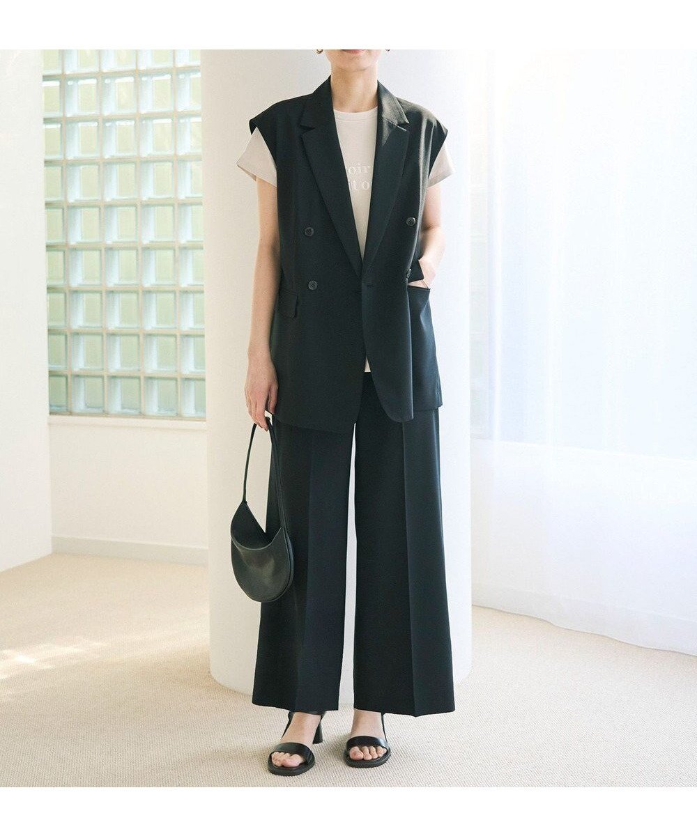 【アンフィーロ 自由区/UNFILO】の【軽量/洗える】TENNEN TOUCH ワイドストレートパンツ インテリア・キッズ・メンズ・レディースファッション・服の通販 founy(ファニー)  ファッション Fashion レディースファッション Fashion for Women パンツ Pants & Trousers エアリー Airy Texture 春 Spring 洗える Machine Washable 軽量 Lightweight, Ultra Light シンプル Simple, Minimal ジャケット Jacket, Outerwear ストレッチ Stretch, Stretchy Fabric ストレート Straight, Straight Cut センター Center, Center Line フロント Front, Front Design 半袖 Short Sleeve, Half Sleeve ラップ Wrap, Wrap Design ワイド Wide, Wide Fit S/S・春夏 SS, Spring/Summer, Warm Season おすすめ Recommended / Our Picks 夏 Summer ブラック|ID: prp329100004407678 ipo3291000000034269670