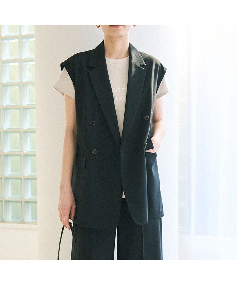 【アンフィーロ 自由区/UNFILO】のTENNEN TOUCH テーラードジレ インテリア・キッズ・メンズ・レディースファッション・服の通販 founy(ファニー) 　ファッション　Fashion　レディースファッション　Fashion for Women　アウター　Coat / Outerwear Collection　トップス・カットソー　Cut & Sew Tops　ベスト&ジレ / 重ね着スタイル　Vests & Gilets　インナー　Innerwear　ウォッシャブル　Machine Washable　エアリー　Airy Texture　春　Spring　軽量　Lightweight, Ultra Light　ストレッチ　Stretch, Stretchy Fabric　セットアップ　Set-Up, Coordinated Outfit　バランス　Balance, Style Balance　ベスト　Vest, Waistcoat　マニッシュ　Mannish, Boyish　S/S・春夏　SS, Spring/Summer, Warm Season　夏　Summer　ブラック|ID: prp329100004407680 ipo3291000000033406401