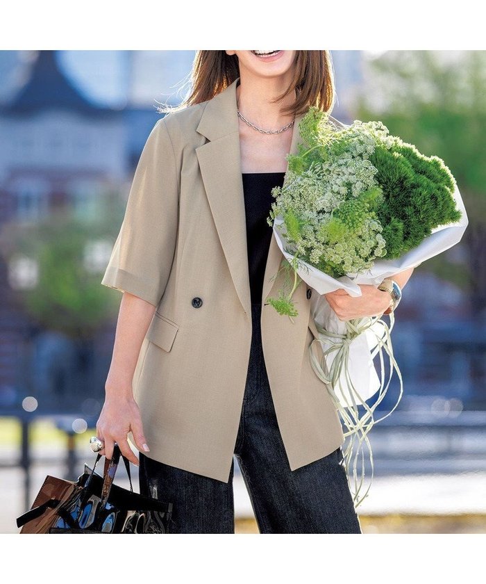 【アンフィーロ 自由区/UNFILO】のTENNEN TOUCH ハーフスリーブジャケット インテリア・キッズ・メンズ・レディースファッション・服の通販 founy(ファニー) https://founy.com/ ファッション Fashion レディースファッション Fashion for Women アウター Coat / Outerwear Collection レディースジャケット・軽アウター Jackets テーラードジャケット / 通勤・きれいめスタイル Tailored Jackets & Blazers ウォッシャブル Machine Washable エアリー Airy Texture オケージョン Occasion Wear 春 Spring 軽量 Lightweight, Ultra Light ジャケット Jacket, Outerwear ストレッチ Stretch, Stretchy Fabric セットアップ Set-Up, Coordinated Outfit リラックス Relax, Relaxed Fit S/S・春夏 SS, Spring/Summer, Warm Season おすすめ Recommended / Our Picks 夏 Summer |ID: prp329100004407681 ipo3291000000035889255