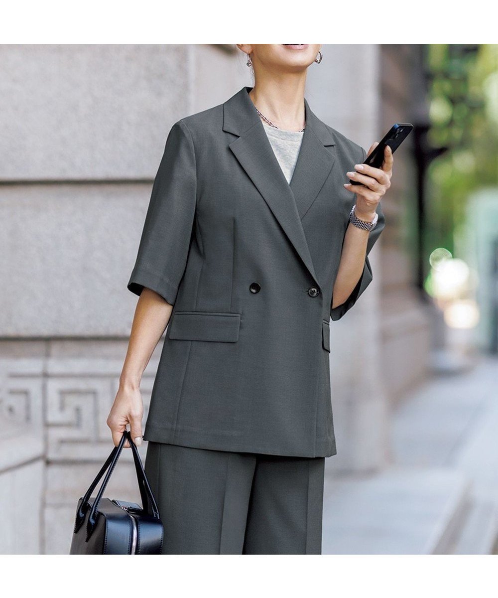 【アンフィーロ 自由区/UNFILO】のTENNEN TOUCH ハーフスリーブジャケット インテリア・キッズ・メンズ・レディースファッション・服の通販 founy(ファニー) 　ファッション　Fashion　レディースファッション　Fashion for Women　アウター　Coat / Outerwear Collection　レディースジャケット・軽アウター　Jackets　テーラードジャケット / 通勤・きれいめスタイル　Tailored Jackets & Blazers　ウォッシャブル　Machine Washable　エアリー　Airy Texture　オケージョン　Occasion Wear　春　Spring　軽量　Lightweight, Ultra Light　ジャケット　Jacket, Outerwear　ストレッチ　Stretch, Stretchy Fabric　セットアップ　Set-Up, Coordinated Outfit　リラックス　Relax, Relaxed Fit　S/S・春夏　SS, Spring/Summer, Warm Season　おすすめ　Recommended / Our Picks　夏　Summer　グレー|ID: prp329100004407681 ipo3291000000035889259