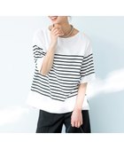 【アンフィーロ 自由区/UNFILO】の【UVカット/遮熱】スゴ機能美 ハーフスリーブ ニット [WEB限定]オフ×ブラックボーダー|ID: prp329100004407724 ipo3291000000032539160