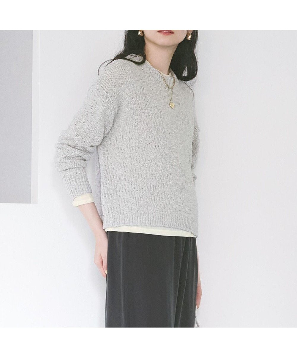【23区/NIJYUSANKU】の【SLOW/一部店舗限定】リボンヤーン クルーネック ニット インテリア・キッズ・メンズ・レディースファッション・服の通販 founy(ファニー) 　ファッション　Fashion　レディースファッション　WOMEN　トップス・カットソー　Tops/Tshirt　ニット　Knit Tops　春　Spring　セーター　Sweater　バランス　Balance　ビスチェ　Bustier　リボン　Ribbon　ワイド　Wide　S/S・春夏　Ss・Spring/Summer　おすすめ　Recommend　夏　Summer　2025年　2025　2025春夏・S/S　Ss,Spring/Summer,2025　ライトグレー系|ID: prp329100004407794 ipo3291000000031645196