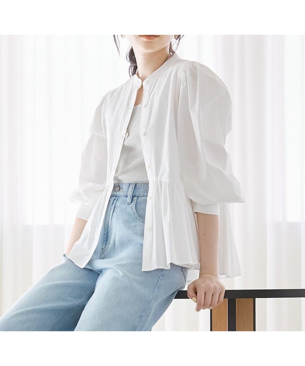 【23区/NIJYUSANKU】の【SLOW/一部店舗限定】タンブラーコットンブロード ブラウス インテリア・キッズ・メンズ・レディースファッション・服の通販 founy(ファニー) 　ファッション　Fashion　レディースファッション　Fashion for Women　トップス・カットソー　Cut & Sew Tops　シャツ・ブラウス・オフィスカジュアル　Elegant Blouses & Button-Ups　春　Spring　シンプル　Simple, Minimal　スリーブ　Sleeve, Long Sleeve / Short Sleeve　タンブラー　Tumbler, Travel Mug　デニム　Denim, Jeans Material　ビスチェ　Bustier, Corset Top　ブロード　Broadcloth, Fine Cotton　ペプラム　Peplum, Flared Hem　S/S・春夏　SS, Spring/Summer, Warm Season　おすすめ　Recommended / Our Picks　夏　Summer　2025年　2025　2025春夏・S/S　Spring/Summer 2025 SS25　ホワイト系|ID: prp329100004407806 ipo3291000000033342881