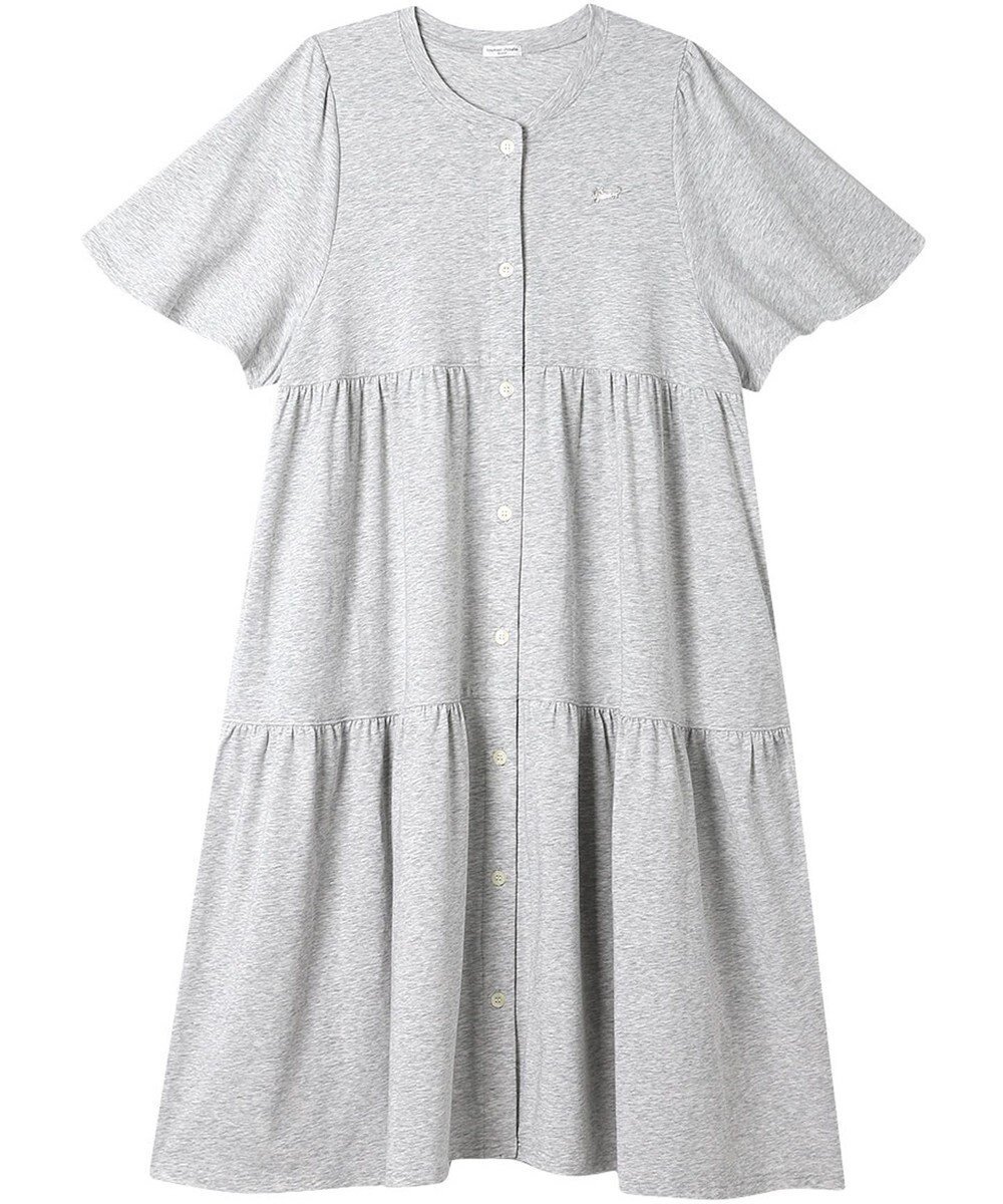 【ツモリチサト スリープ/tsumori chisato SLEEP】のツモリチサト ワンピース 5分袖 半袖 ルームウエア 綿混ベア天竺 ロング丈(ふくらはぎ付近) レディース UNT156 /ワコール インテリア・キッズ・メンズ・レディースファッション・服の通販 founy(ファニー) 　ファッション　Fashion　レディースファッション　WOMEN　ワンピース　Dress　ストレッチ　Stretch　パジャマ　Pajamas　ロング　Long　半袖　Short Sleeve　グレー|ID: prp329100004407938 ipo3291000000031852256
