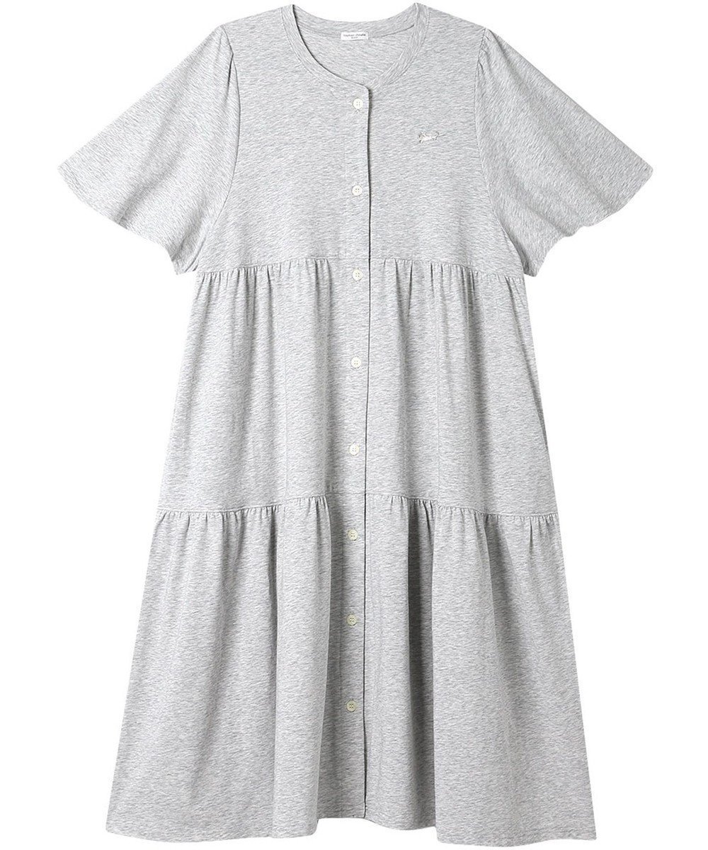 【ツモリチサト スリープ/tsumori chisato SLEEP】のツモリチサト ワンピース 5分袖 半袖 ルームウエア 綿混ベア天竺 ロング丈(ふくらはぎ付近) レディース UNT156 /ワコール インテリア・キッズ・メンズ・レディースファッション・服の通販 founy(ファニー) 　ファッション　Fashion　レディースファッション　Fashion for Women　ワンピース　Dresses　ストレッチ　Stretch, Stretchy Fabric　パジャマ　Pajamas, Sleepwear　ロング　Long, Long-Length　再入荷　Restock / Back in Stock　半袖　Short Sleeve, Half Sleeve　グレー|ID: prp329100004407938 ipo3291000000033314416