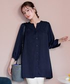 【ティアクラッセ/Tiaclasse】の【洗える】ヴィンテージサテンタックシャツチュニック ネイビー|ID: prp329100004408000 ipo3291000000031952055