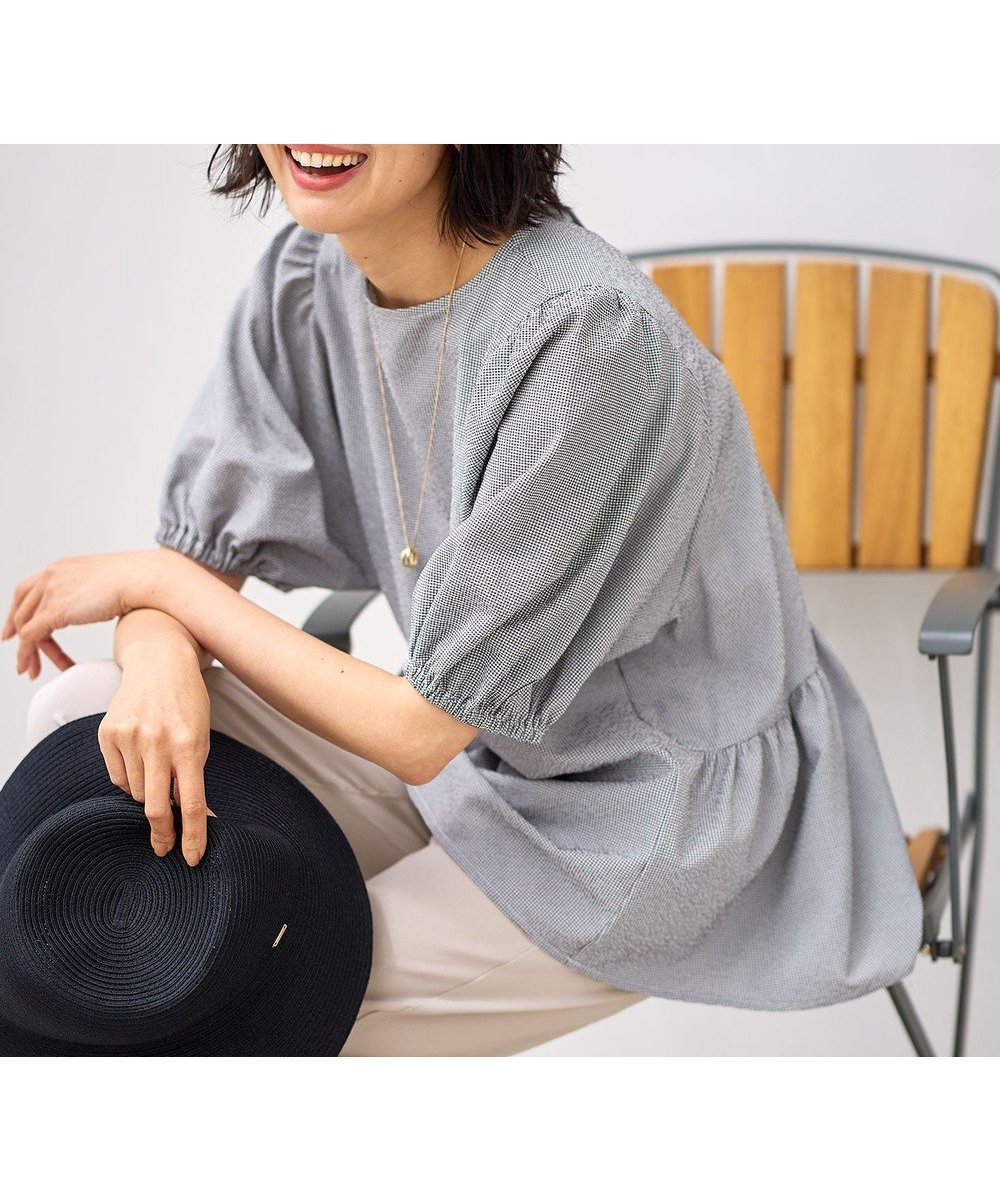 【エニー/ANY】の【洗濯機可】サッカーギャザーバックペプラムブラウス 人気、トレンドファッション・服の通販 founy(ファニー) 　ファッションモデル・俳優・女優　Models　女性　Women　優木まおみ　Yuki Maomi　ファッション　Fashion　レディースファッション　Fashion for Women　トップス・カットソー　Cut & Sew Tops　シャツ・ブラウス・オフィスカジュアル　Elegant Blouses & Button-Ups　イエロー　Yellow　春　Spring　切替　Switching, Contrast Panel　サッカー　Seersucker, Summer Fabric　ティアード　Tiered, Tiered Style　デニム　Denim, Jeans Material　バランス　Balance, Style Balance　S/S・春夏　SS, Spring/Summer, Warm Season　おすすめ　Recommended / Our Picks　夏　Summer　エレガント 上品　Elegant　 other-1|ID: prp329100004408779 ipo3291000000033569388