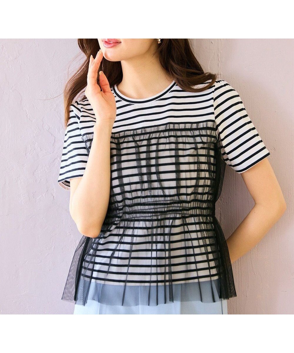 【フェルゥ/Feroux】の【洗える】チュールコンビカットソー インテリア・キッズ・メンズ・レディースファッション・服の通販 founy(ファニー) 　ファッション　Fashion　レディースファッション　WOMEN　トップス・カットソー　Tops/Tshirt　シャツ/ブラウス　Shirts/Blouses　ロング / Tシャツ　T-Shirts　カットソー　Cut and Sewn　おすすめ　Recommend　カットソー　Cut And Sew　ギャザー　Gather　シルケット　Mercerization　シンプル　Simple　ボトム　Bottom　夏　Summer　春　Spring　S/S・春夏　Ss・Spring/Summer　洗える　Washable　ホワイト系1|ID: prp329100004409547 ipo3291000000031759656