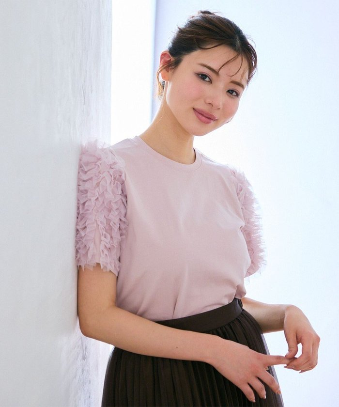 【フェルゥ/Feroux】の【洗える】チュールスリーブ Tシャツ インテリア・キッズ・メンズ・レディースファッション・服の通販 founy(ファニー) https://founy.com/ ファッション Fashion レディースファッション WOMEN トップス・カットソー Tops/Tshirt シャツ/ブラウス Shirts/Blouses ロング / Tシャツ T-Shirts カットソー Cut and Sewn おすすめ Recommend カットソー Cut And Sew シルケット Mercerization シンプル Simple チュール Tulle デニム Denim トレンド Trend バルーン Balloon フェミニン Feminine ボトム Bottom ボーダー Border 夏 Summer 春 Spring S/S・春夏 Ss・Spring/Summer 洗える Washable |ID: prp329100004409574 ipo3291000000031738049