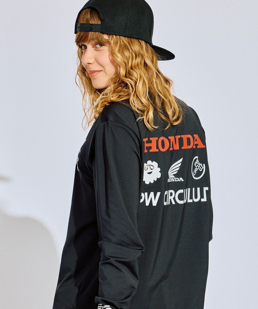 【ピーダブリュサーキュラス/PW CIRCULUS】の〈Hondaコラボ〉【UNISEX】 モックネックT インテリア・キッズ・メンズ・レディースファッション・服の通販 founy(ファニー) 　ファッション　Fashion　レディースファッション　WOMEN　トップス・カットソー　Tops/Tshirt　シャツ/ブラウス　Shirts/Blouses　ロング / Tシャツ　T-Shirts　カットソー　Cut and Sewn　インナー　Inner　春　Spring　カットソー　Cut And Sew　コラボ　Collaboration　シンプル　Simple　スウェット　Sweat　トレーナー　Trainer　フロント　Front　プリント　Print　モックネック　Mock Neck　ユニセックス　Unisex　S/S・春夏　Ss・Spring/Summer　夏　Summer　ゴルフ　Golf　ブラック系|ID: prp329100004409644 ipo3291000000030845204