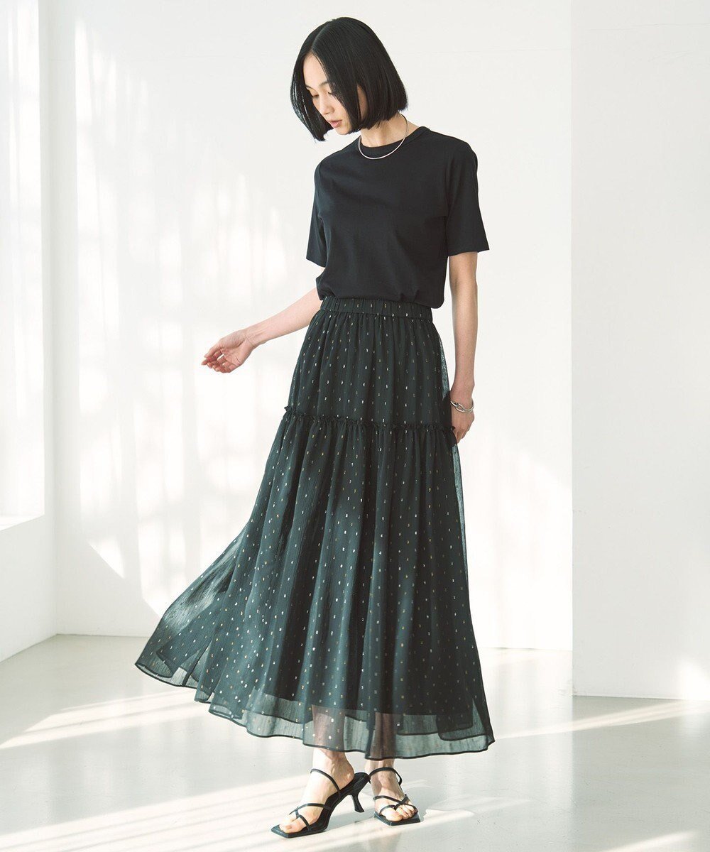 【アンフィーロ 自由区/UNFILO】のラメリンクルシフォン スカート 人気、トレンドファッション・服の通販 founy(ファニー) 　ファッション　Fashion　レディースファッション　Ladies' Fashion Online　スカート　Skirt　シフォン　Chiffon　シルバー　Silver　ティアードスカート　Tiered Skirt　フェミニン　Feminine　夏　Summer　春　Spring　S/S・春夏　Ss・Spring/Summer　楽ちん　Easy　 other-1|ID: prp329100004412122 ipo3291000000032587613