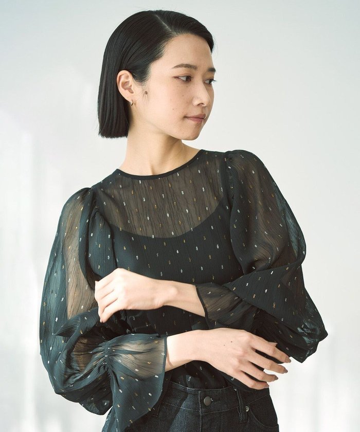 【アンフィーロ 自由区/UNFILO】のラメリンクルシフォン ブラウス インテリア・キッズ・メンズ・レディースファッション・服の通販 founy(ファニー) https://founy.com/ ファッション Fashion レディースファッション WOMEN トップス・カットソー Tops/Tshirt シャツ/ブラウス Shirts/Blouses おすすめ Recommend ギャザー Gather シアー Sheer シフォン Chiffon シルバー Silver スリーブ Sleeve デニム Denim トレンド Trend フェミニン Feminine ワイド Wide 夏 Summer 春 Spring S/S・春夏 Ss・Spring/Summer |ID: prp329100004412123 ipo3291000000030808253