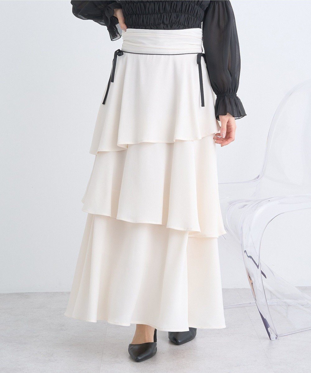 【アースミュージックアンドエコロジー/earth music&ecology】のサイドリボンティアードスカート 人気、トレンドファッション・服の通販 founy(ファニー) 　ファッション　Fashion　レディースファッション　Fashion for Women　スカート　Skirts　ティアードスカート　Tiered Skirts　おすすめ　Recommended / Our Picks　とろみ　Fluid, Flowy Fabric　ティアード　Tiered, Tiered Style　ドレープ　Drape, Draping Fabric　フィット　Fit, Slim Fit　フェミニン　Feminine, Girly　ポケット　Pocket, Pocket Detail　ヨーク　Yoke, Yoke Design　リボン　Ribbon, Bow　ロング　Long, Long-Length　ワンポイント　One Point, Statement Accent　夏　Summer　春　Spring　S/S・春夏　SS, Spring/Summer, Warm Season　 other-1|ID: prp329100004412137 ipo3291000000033713955