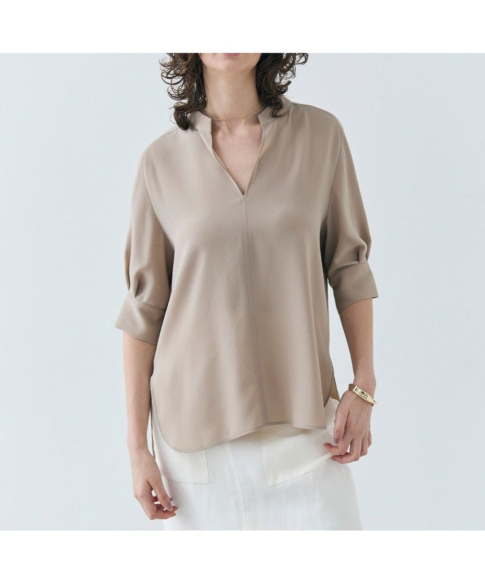 【ベイジ,/BEIGE,】の【ご好評につき追加生産決定・洗える】FLEUR / スタンドカラープルオーバーブラウス インテリア・キッズ・メンズ・レディースファッション・服の通販 founy(ファニー) ファッション Fashion レディースファッション Fashion for Women トップス・カットソー Cut & Sew Tops シャツ・ブラウス・オフィスカジュアル Elegant Blouses & Button-Ups カジュアルプルオーバー・ニットトップス Pullovers & Knit Tops / Casual Pullovers 春 Spring 洗える Machine Washable サテン Satin, Glossy Fabric スリーブ Sleeve, Long Sleeve / Short Sleeve セットアップ Set-Up, Coordinated Outfit とろみ Fluid, Flowy Fabric デコルテ Décolleté, Neckline 定番 Standard, Basic Item 人気 Popular, Best Seller バランス Balance, Style Balance ロング Long, Long-Length S/S・春夏 SS, Spring/Summer, Warm Season 夏 Summer エレガント 上品 Elegant Beige|ID: prp329100004412262 ipo3291000000033568551