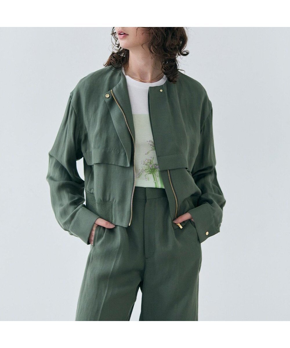 【ベイジ,/BEIGE,】の【洗える】BERNARD / リネンノーカラーラップブルゾン インテリア・キッズ・メンズ・レディースファッション・服の通販 founy(ファニー) 　ファッション　Fashion　レディースファッション　Fashion for Women　アウター　Coat / Outerwear Collection　レディースジャケット・軽アウター　Jackets　ブルゾンジャケット・スポーティアウター　Blouson Jackets　ノーカラージャケット / シンプル上品コーデ　Collarless Jackets　コンパクト　Compact, Small Size　ジャケット　Jacket, Outerwear　ブルゾン　Blouson, Bomber Jacket　マニッシュ　Mannish, Boyish　ワイド　Wide, Wide Fit　ワッシャー　Washer, Crinkled Finish　エレガント 上品　Elegant　夏　Summer　春　Spring　S/S・春夏　SS, Spring/Summer, Warm Season　洗える　Machine Washable　Olive|ID: prp329100004412268 ipo3291000000033206745
