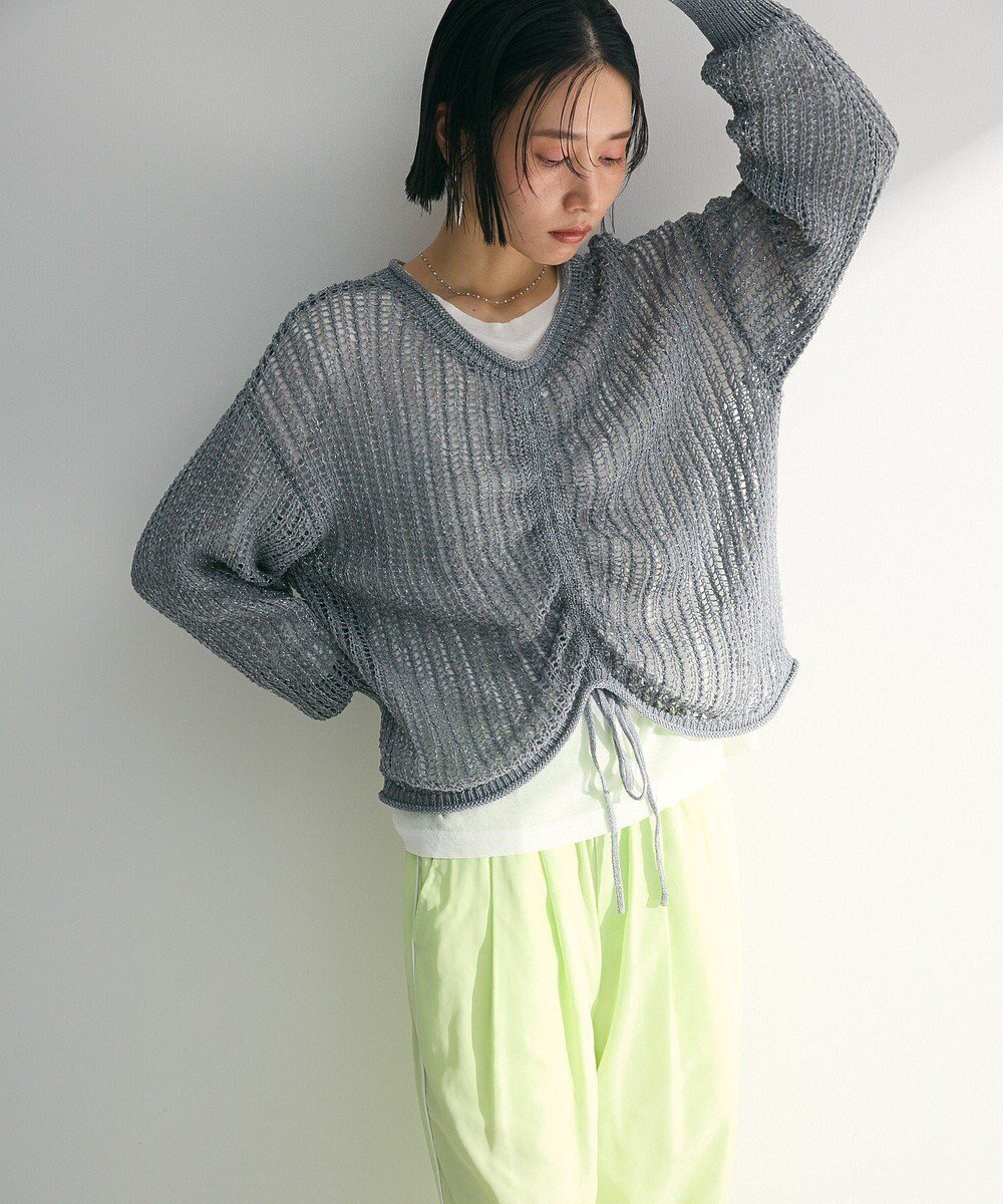 【グリーンパークス/Green Parks】のSET2点2wayシャーリングニット+インナー インテリア・キッズ・メンズ・レディースファッション・服の通販 founy(ファニー) 　ファッション　Fashion　レディースファッション　Fashion for Women　トップス・カットソー　Cut & Sew Tops　ニット　Knit Tops & Sweaters　おすすめ　Recommended / Our Picks　インナー　Innerwear　ギャザー　Gathered, Ruffled　シャーリング　Shirring, Ruched　セーター　Sweater, Knitwear　トレンド　Trend, Trending Now　ポケット　Pocket, Pocket Detail　メッシュ　Mesh, Net Fabric　夏　Summer　春　Spring　S/S・春夏　SS, Spring/Summer, Warm Season　Gray|ID: prp329100004412306 ipo3291000000033541860