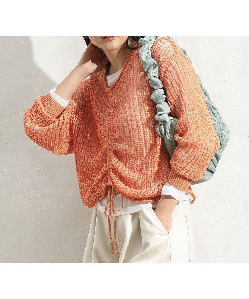 【グリーンパークス/Green Parks】のSET2点2wayシャーリングニット+インナー インテリア・キッズ・メンズ・レディースファッション・服の通販 founy(ファニー) 　ファッション　Fashion　レディースファッション　Fashion for Women　トップス・カットソー　Cut & Sew Tops　ニット　Knit Tops & Sweaters　おすすめ　Recommended / Our Picks　インナー　Innerwear　ギャザー　Gathered, Ruffled　シャーリング　Shirring, Ruched　セーター　Sweater, Knitwear　トレンド　Trend, Trending Now　ポケット　Pocket, Pocket Detail　メッシュ　Mesh, Net Fabric　夏　Summer　春　Spring　S/S・春夏　SS, Spring/Summer, Warm Season　Orange|ID: prp329100004412306 ipo3291000000033541861